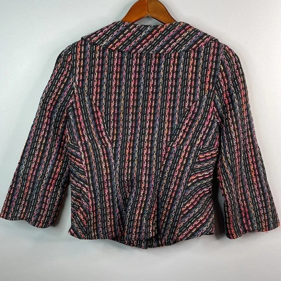 ISABELLE ELIE Multicoloured Tweed Blazer 3/4 Tulip Sleeve Single Breasted Size S - Picture 7 of 12